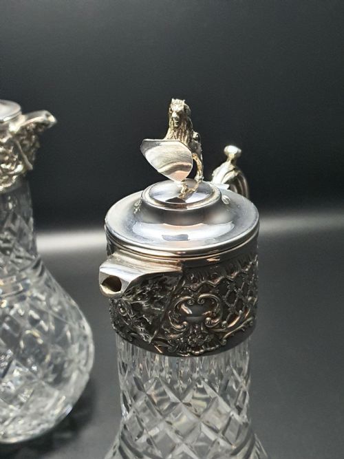 Magnificent Pair of Cut-Glass Claret Jugs - circa 1930