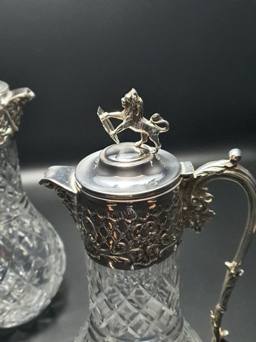 Magnificent Pair of Cut-Glass Claret Jugs - circa 1930