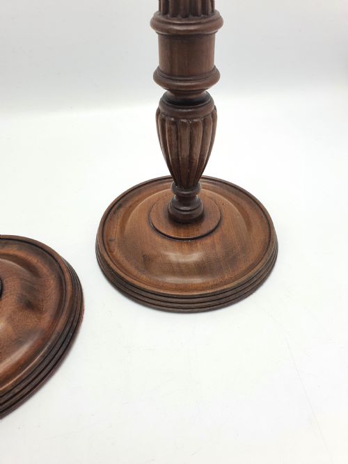 Superb Pair of Georgian Style Mahogany and Brass Candlesticks - circa 1920