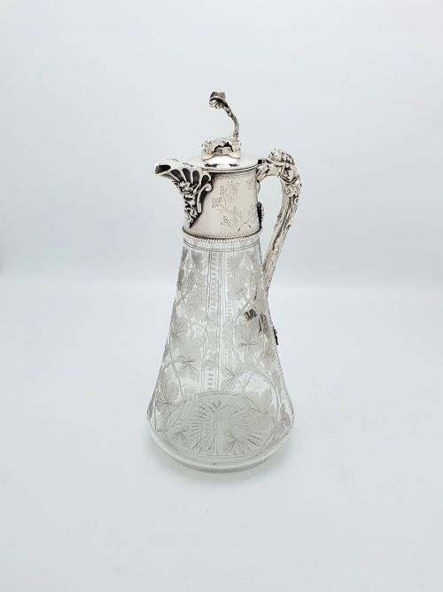 Splendid Victorian Cut Glass and Silver-Plated Claret Jug - circa 1880
