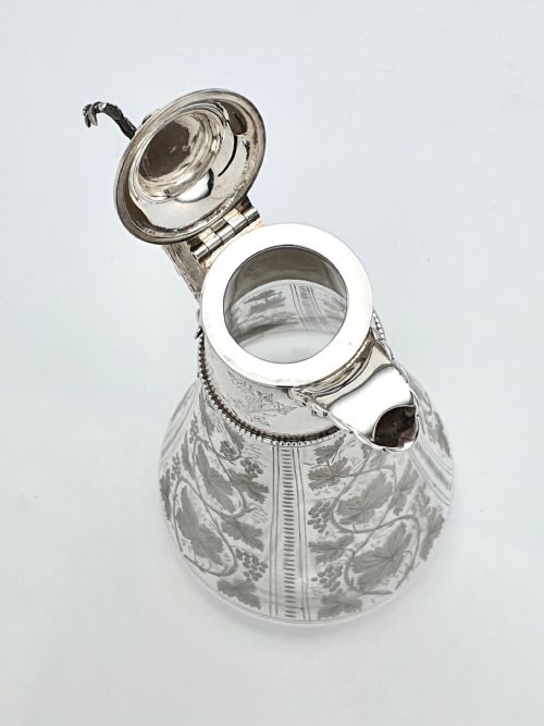Splendid Victorian Cut Glass and Silver-Plated Claret Jug - circa 1880