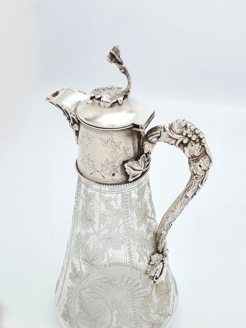 Splendid Victorian Cut Glass and Silver-Plated Claret Jug - circa 1880