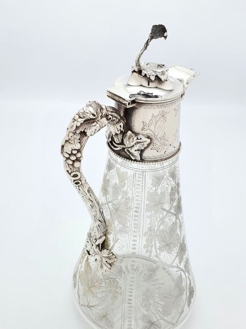 Splendid Victorian Cut Glass and Silver-Plated Claret Jug - circa 1880