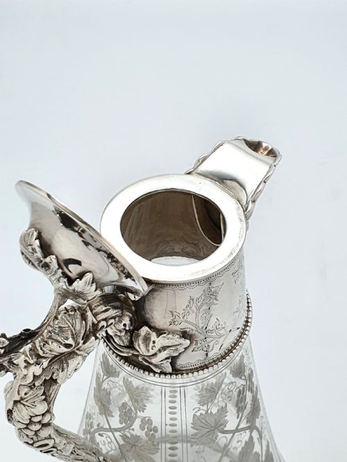 Splendid Victorian Cut Glass and Silver-Plated Claret Jug - circa 1880