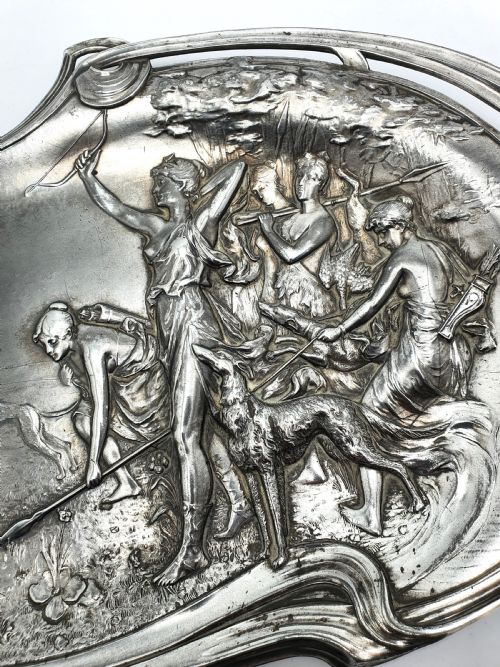 Beautiful Oval Art Nouveau WMF Pewter Plaque - circa 1900