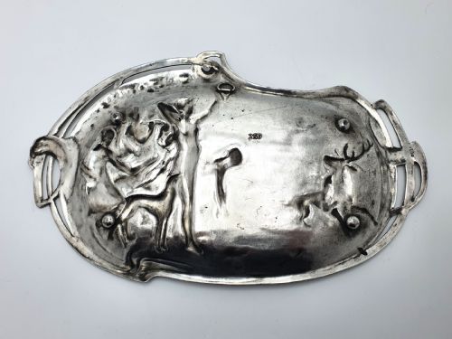 Beautiful Oval Art Nouveau WMF Pewter Plaque - circa 1900