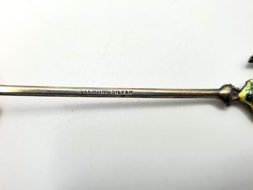 Beautiful Set of Enamelled and Silver Cocktail Sticks - circa 1930