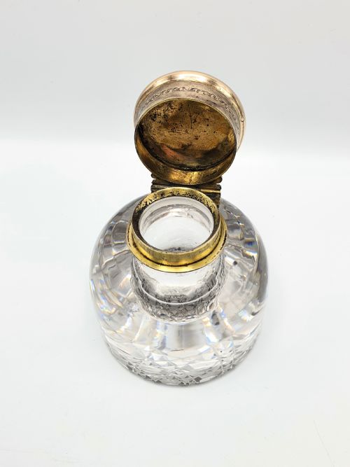 Nice Large Victorian Cut Glass Ink Pot - circa 1880