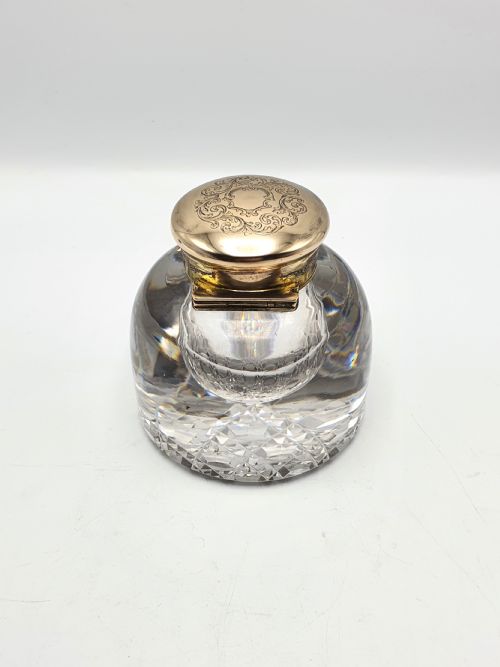 Nice Large Victorian Cut Glass Ink Pot - circa 1880