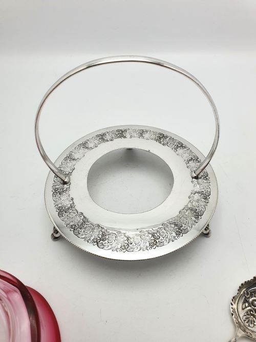 Gorgeous Cranberry Jam Dish on Stand - circa 1905