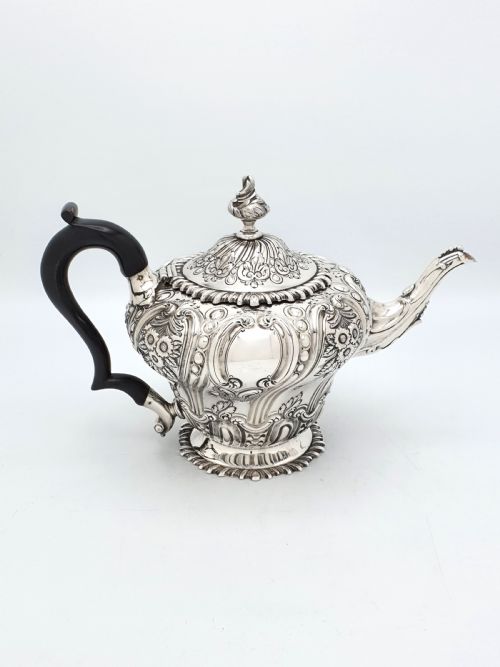 Fabulous Victorian Embossed Three-Piece Silver-Plated Tea Set - 1888