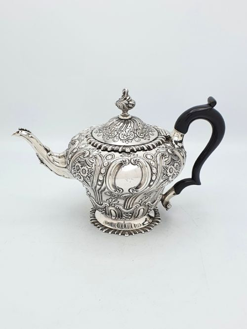 Fabulous Victorian Embossed Three-Piece Silver-Plated Tea Set - 1888