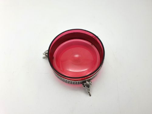 Charming Victorian Silver Plated and Cranberry Glass Serving Dish - circa 1890