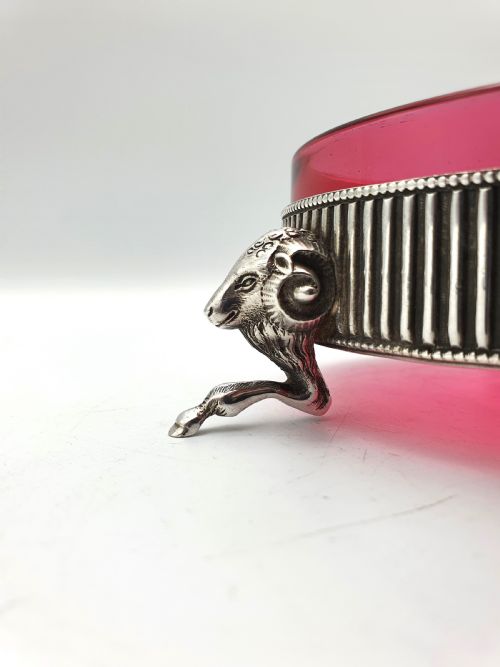 Charming Victorian Silver Plated and Cranberry Glass Serving Dish - circa 1890